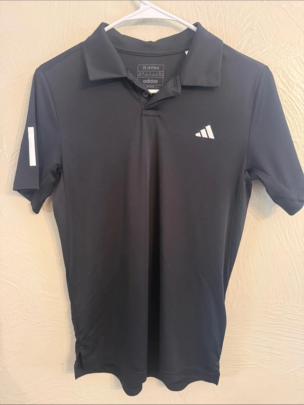adidas Black Short-Sleeve Athletic Polo with White Logos